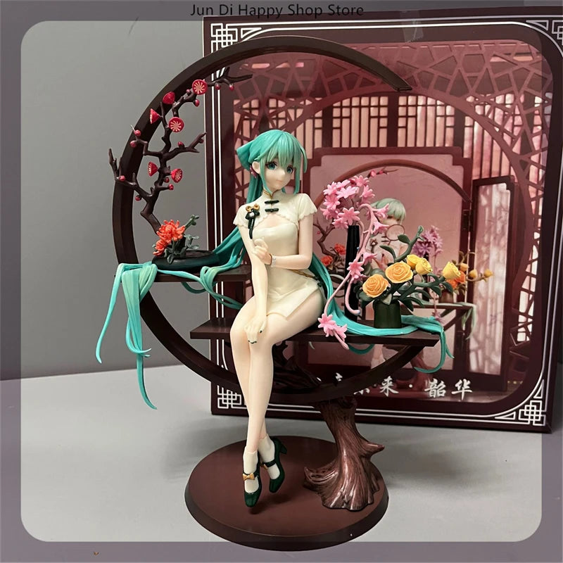 25cm Hatsune Miku In Cheongsam 1/7 Beautiful Girl Figure Model Statue Boys Collection Desktop Decoration Ornament Toys Gifts 25cm Hatsune Miku In Cheongsam 1/7 Beautiful Girl Figure Model Statue Boys Collection Desktop Decoration Ornament Toys Gifts